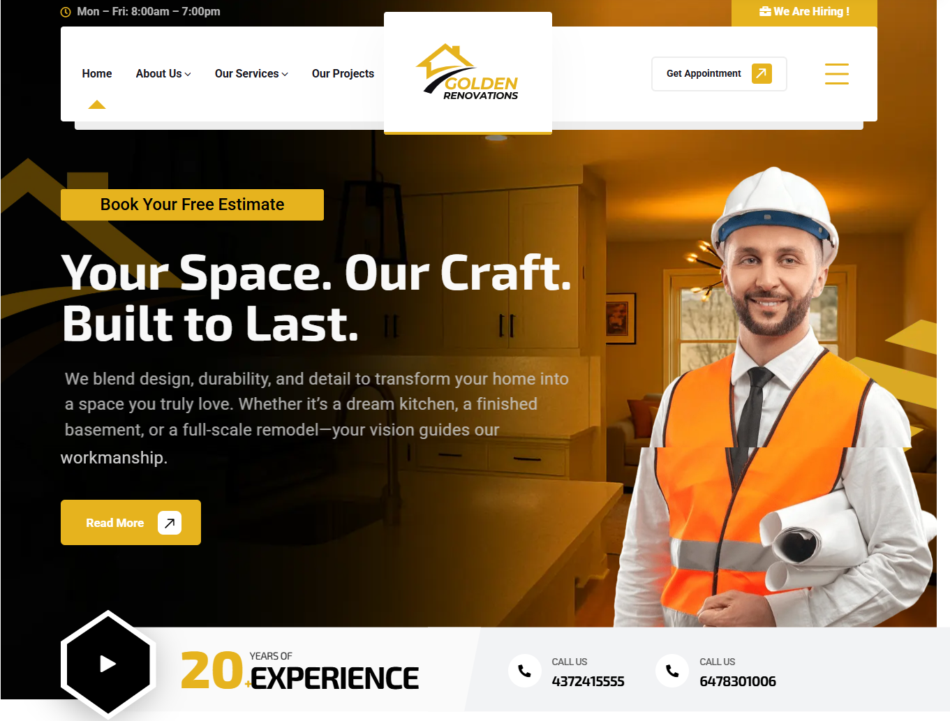 Renovation website homepage screenshot