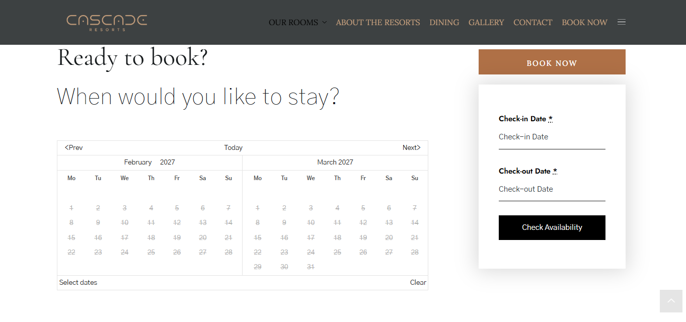 Booking experience: reservation interface and booking flow for accommodation guests.